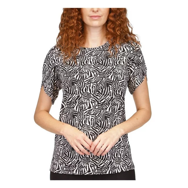 MICHAEL Michael Kors Zebra-Print Petal-Sleeve Top