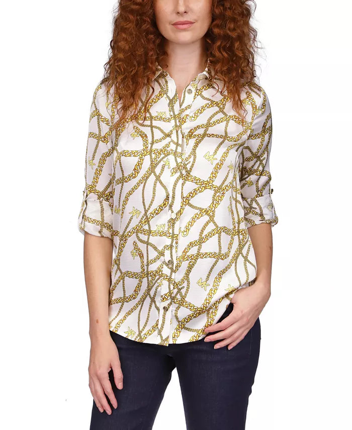 MICHAEL MICHAEL KORS Chain Logo-Print Button Shirt