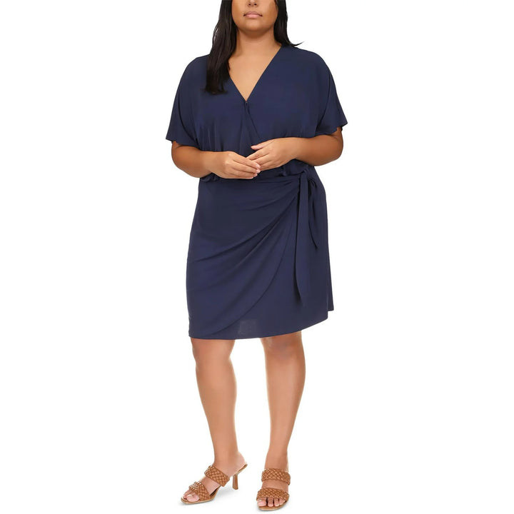 Michael Kors Short-Sleeve Faux-Wrap Dress