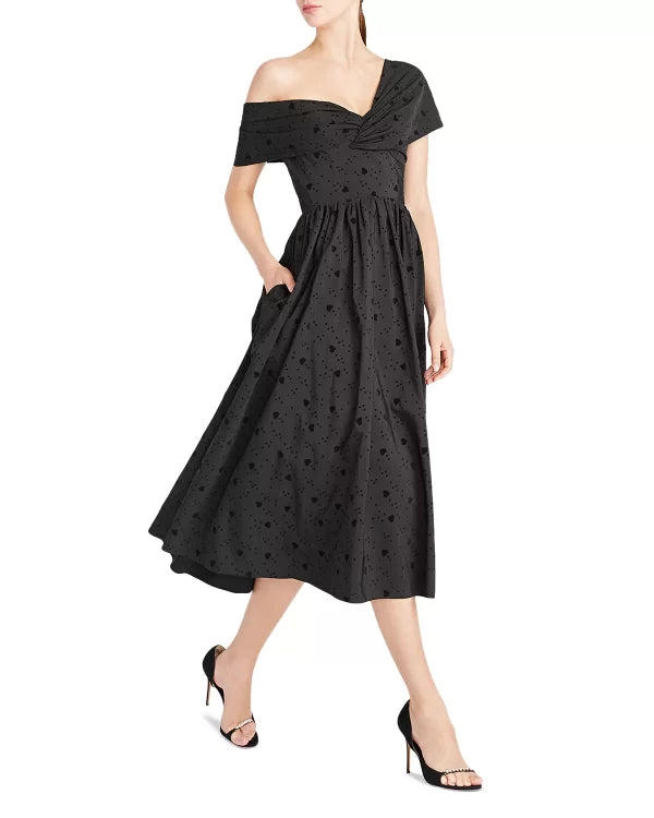 ML Monique Lhuillier One Shoulder Midi Dress