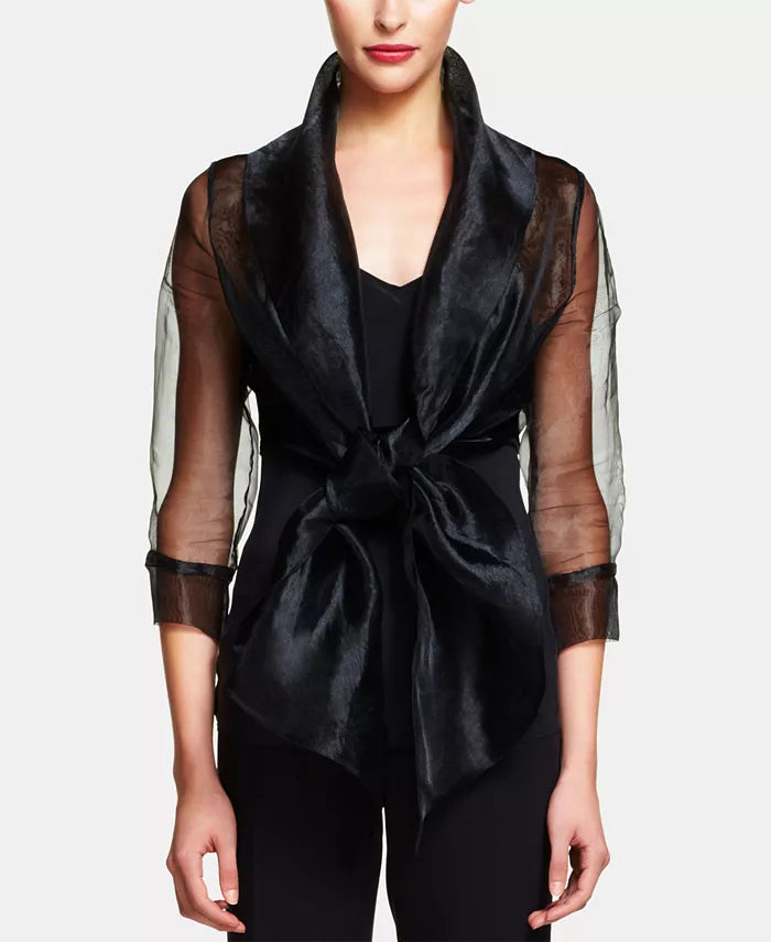Adrianna Papell Organza Tie Front Wrap Jacket