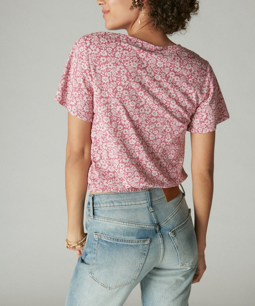 Lucky Brand Printed Surplice Top