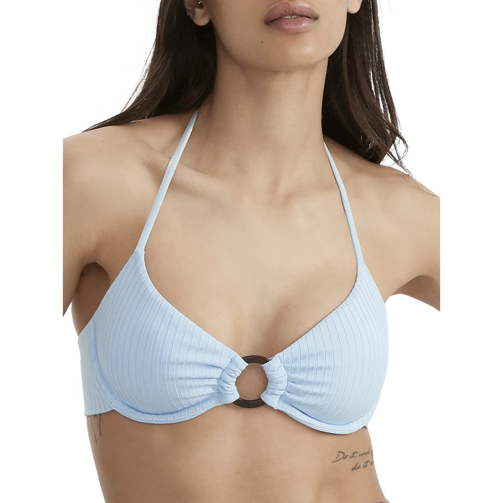 Sanctuary Refresh Ribbed O-Ring Halter Bikini Top