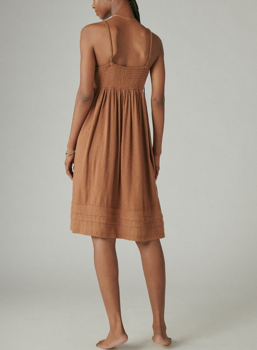 Lucky Brand Schiffley Smocked Embroidered Dress