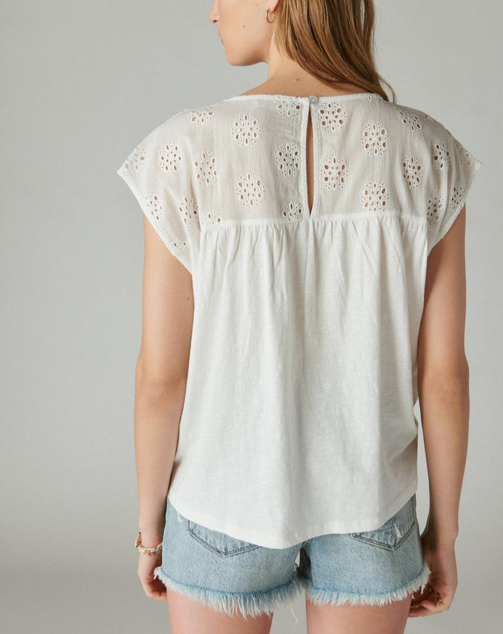 Lucky Brand Schiffley Notch Neck Top