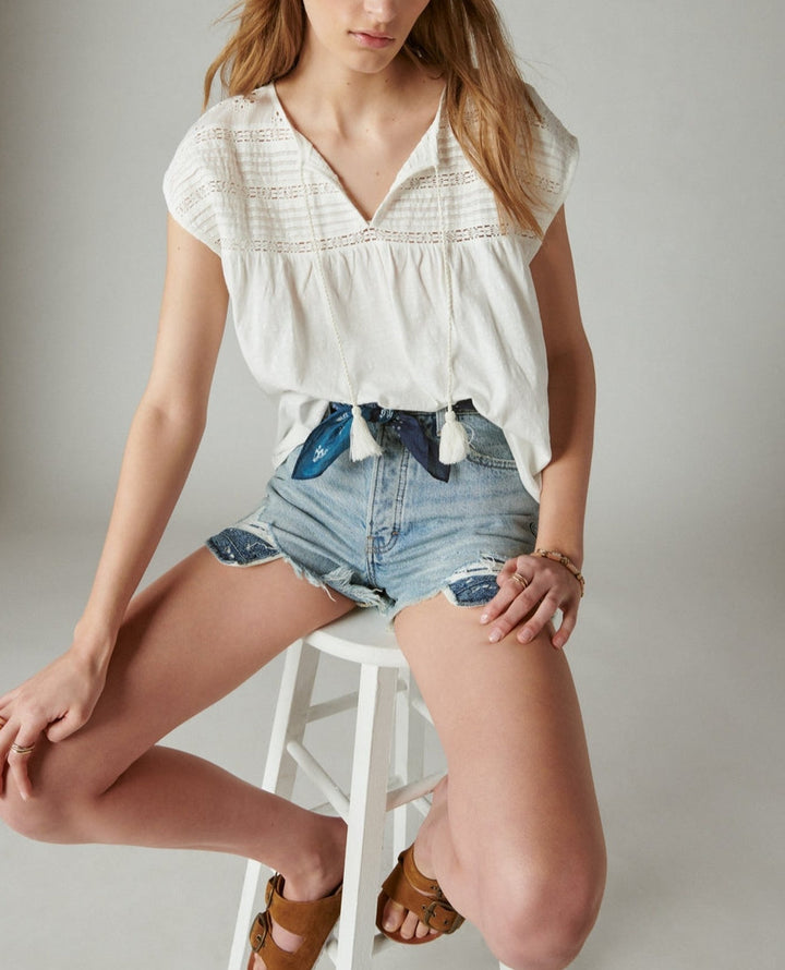 Lucky Brand Schiffley Notch Neck Top