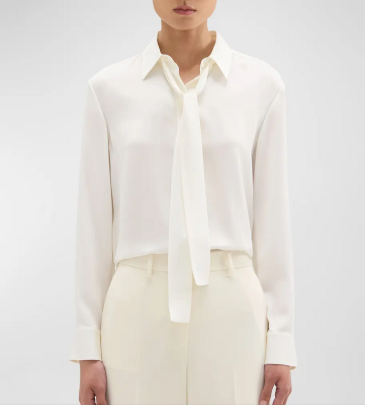 Theory Silk Tie Neck Blouse