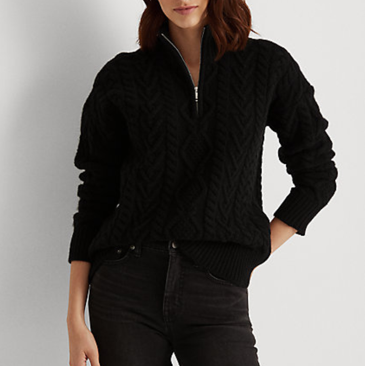Lauren Ralph Lauren Cable-Knit Quarter-Zip Sweater