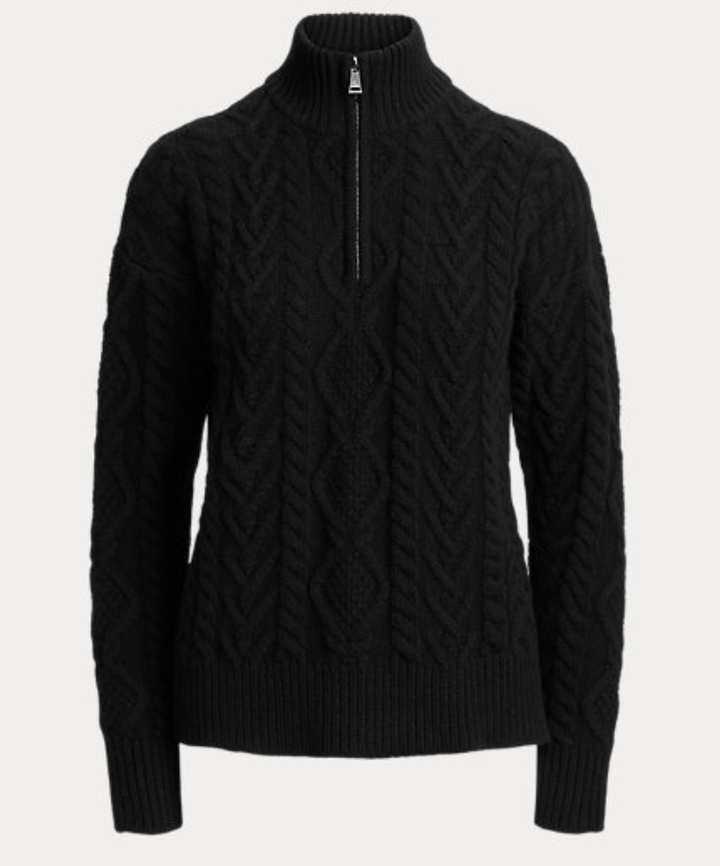 Lauren Ralph Lauren Cable-Knit Quarter-Zip Sweater
