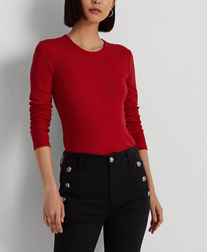 LAUREN RALPH LAUREN Cotton-Blend Long-Sleeve Top