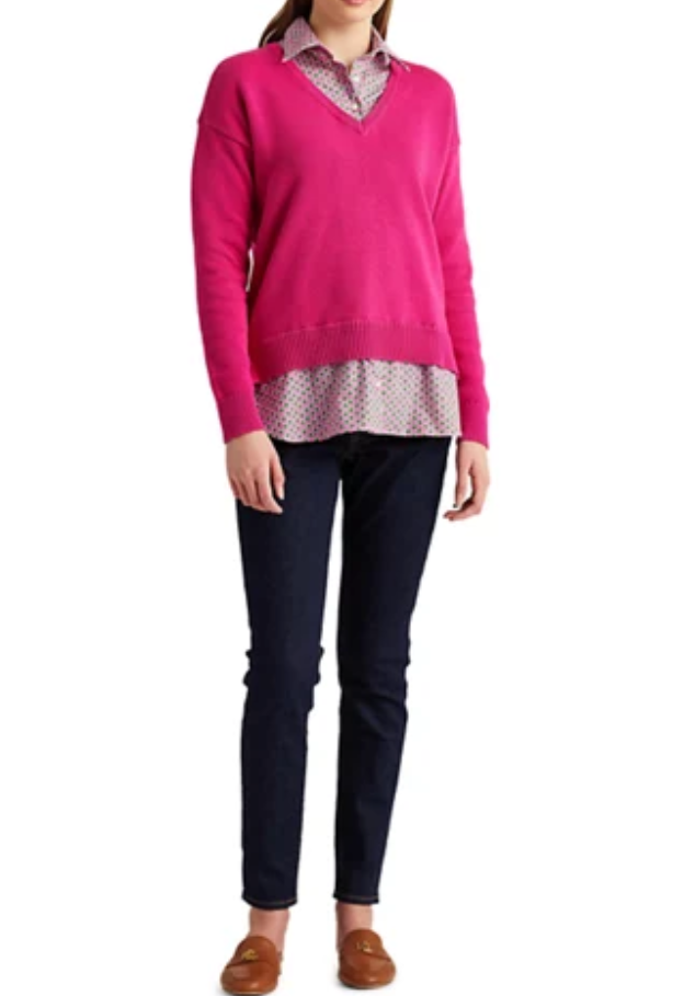 LAUREN RALPH LAUREN Layered-Look V-Neck Sweater