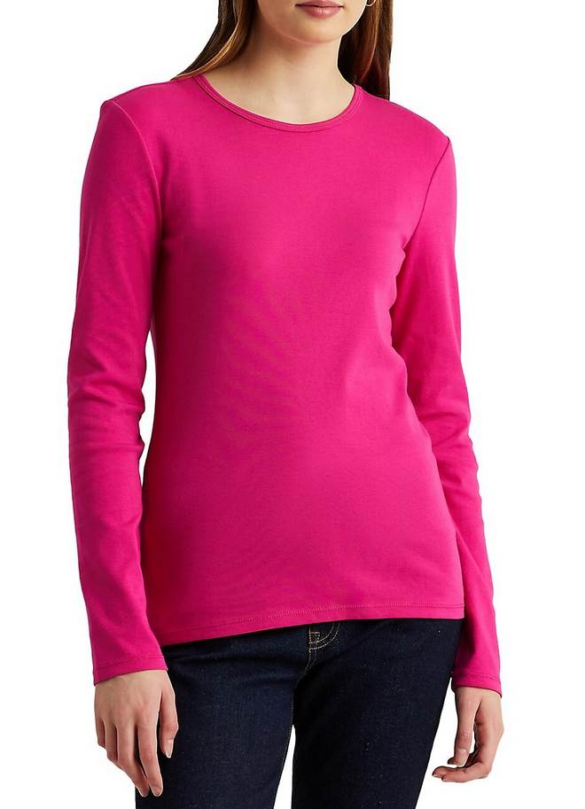 LAUREN RALPH LAUREN Cotton-Blend Long-Sleeve Top