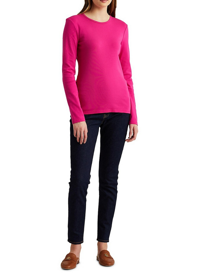 LAUREN RALPH LAUREN Cotton-Blend Long-Sleeve Top