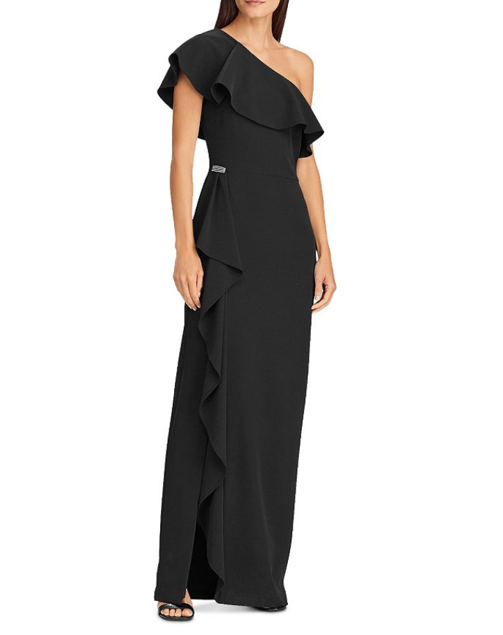 Lauren Ralph Lauren Ruffled One-Shoulder Gown