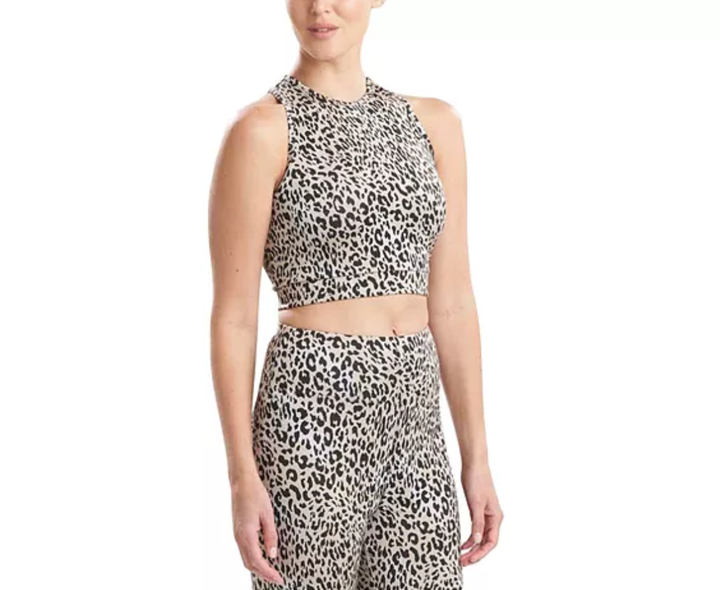 Josie Natori Getaway Animal-Print Cropped Top