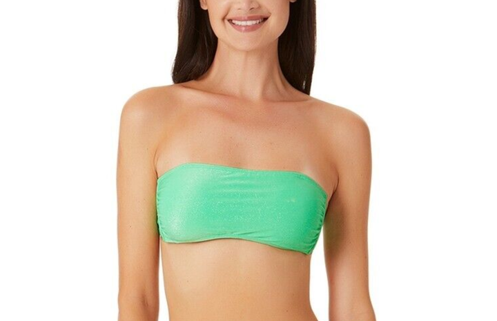 California Waves Juniors' Metallic Shine Bandeau Bikini Top