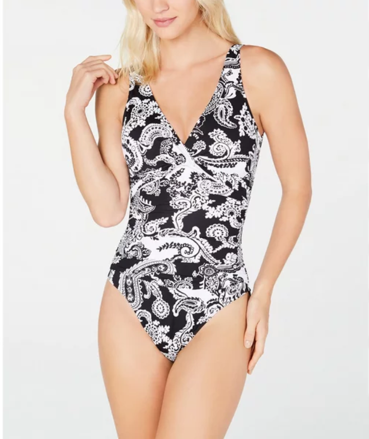 Lauren Ralph Lauren Twist Front Paisley Print One Piece Swimsuit