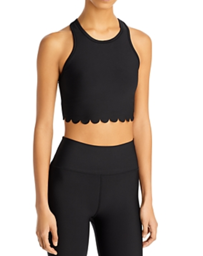 AQUA Athletic Scallop-Hem Crop Top