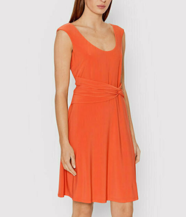 RALPH LAUREN Twist Front Lined Cap Sleeve Dress