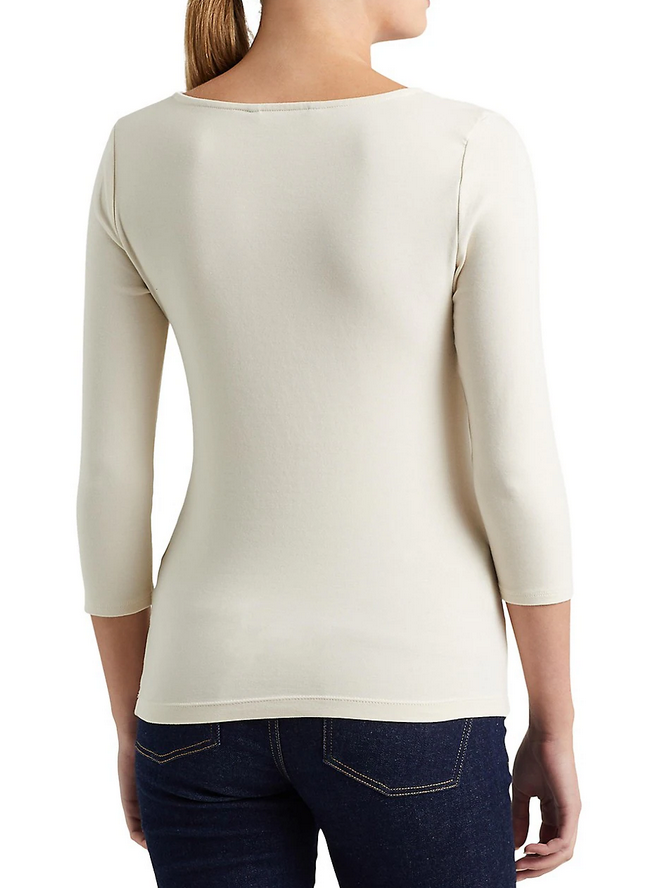 Lauren Ralph Lauren Lace-Trim Stretch-Cotton Top