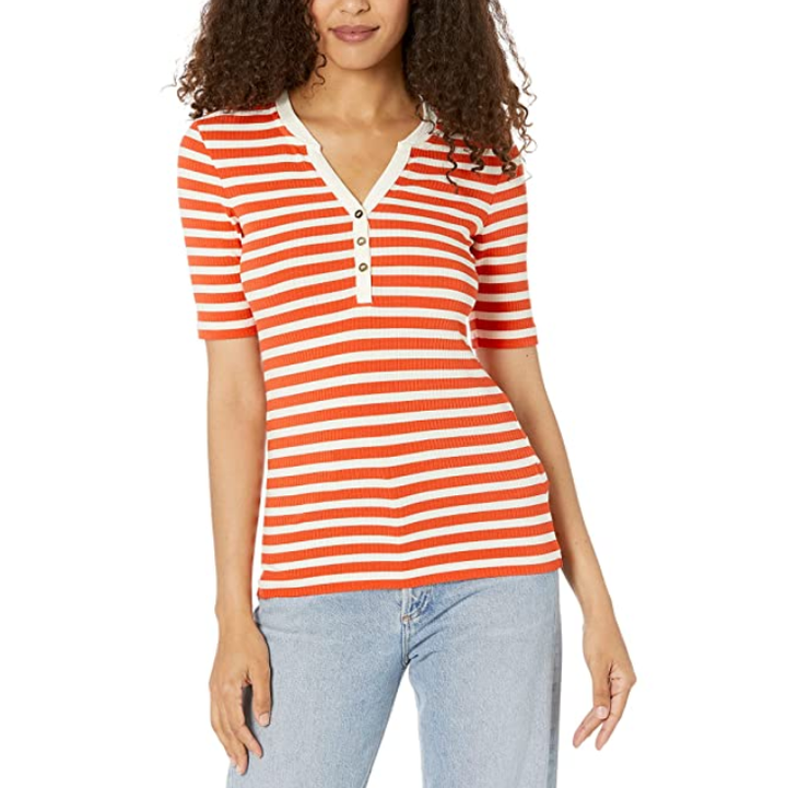 LAUREN Ralph Lauren Striped Cotton-Blend Henley Tee