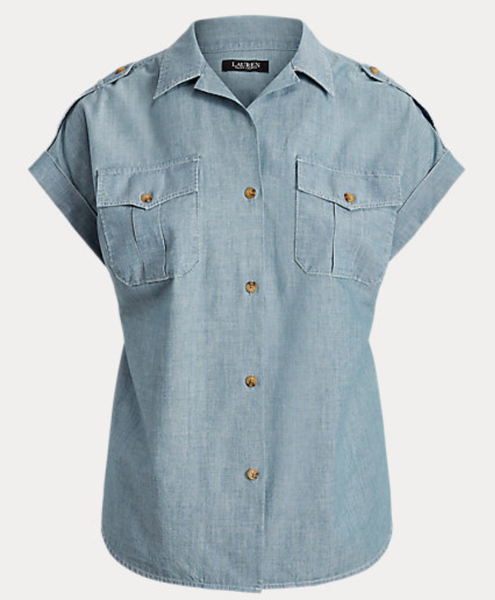 Lauren Ralph Lauren Petite Short-Sleeve Chambray Shirt
