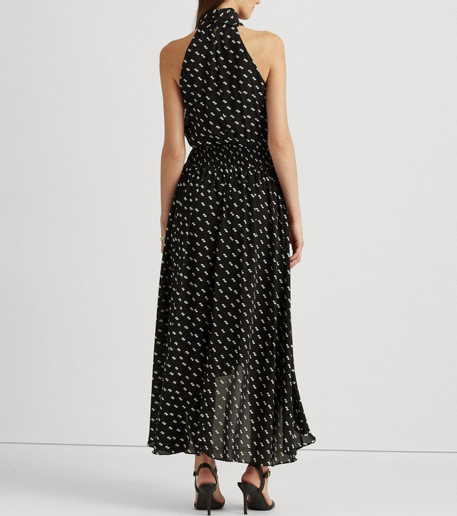 RALPH LAUREN Sleeveless Halter Maxi Hi-Low Dress