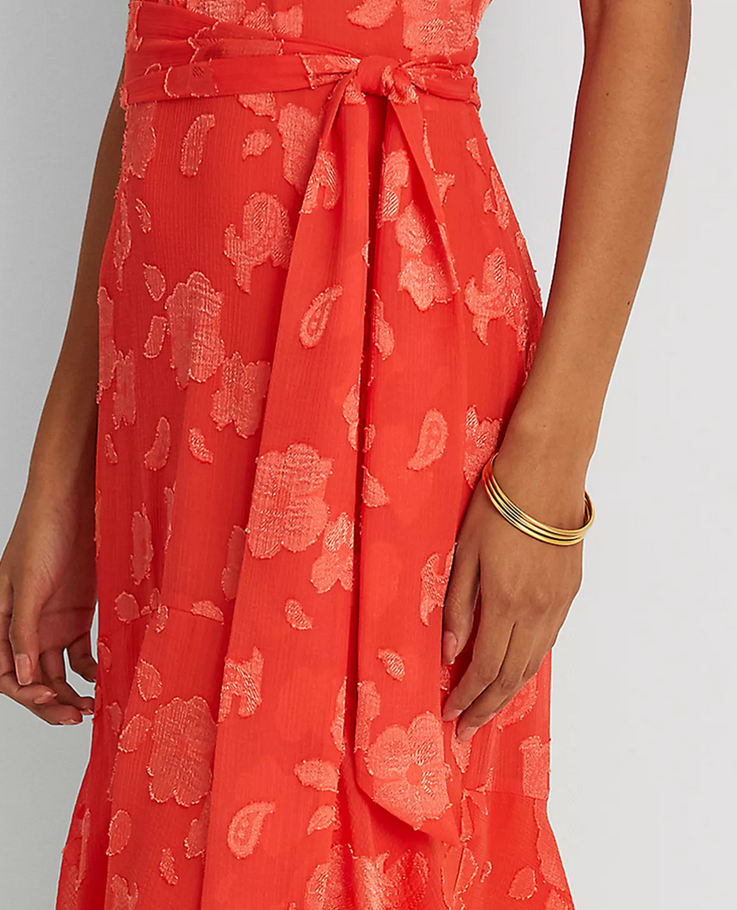 Lauren Ralph Lauren Floral Jacquard Halter Gown