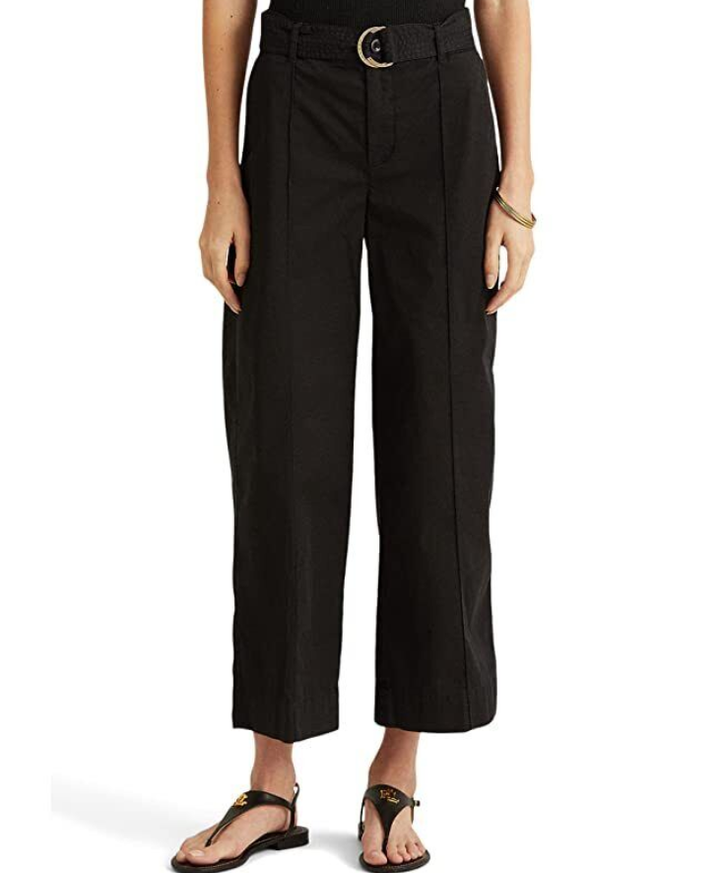 LAUREN Ralph Lauren Micro-Sanded Twill Belted Wide-Leg Pants