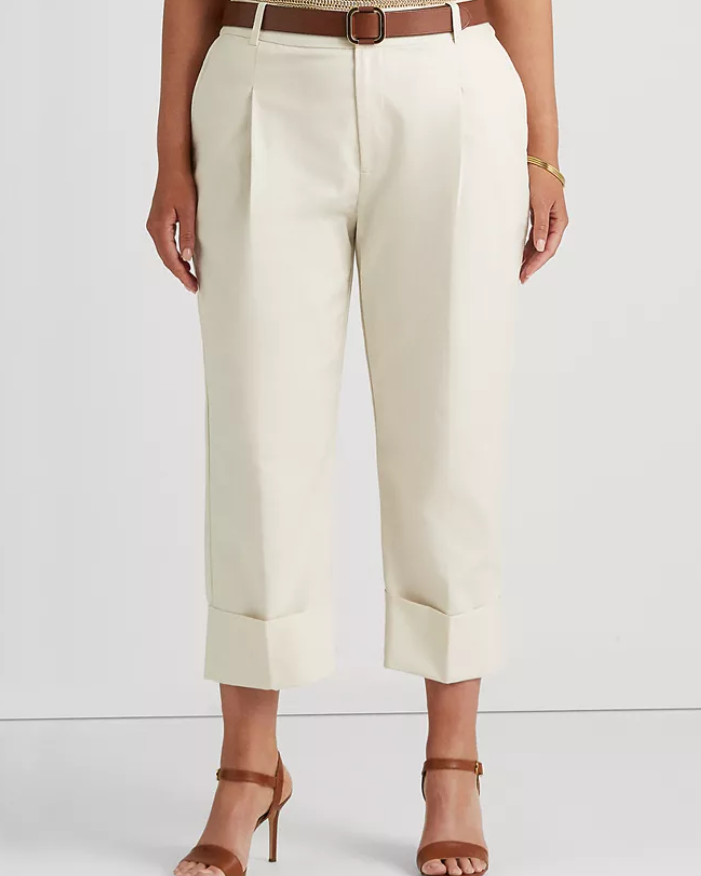 Lauren Ralph Lauren Plus-Size Double-Faced Stretch Cotton Ankle Pants