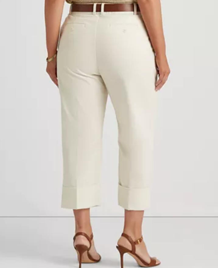 Lauren Ralph Lauren Plus-Size Double-Faced Stretch Cotton Ankle Pants