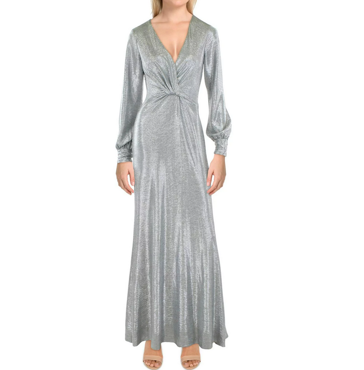 Lauren Ralph Lauren Womens Metallic Long Evening Dress