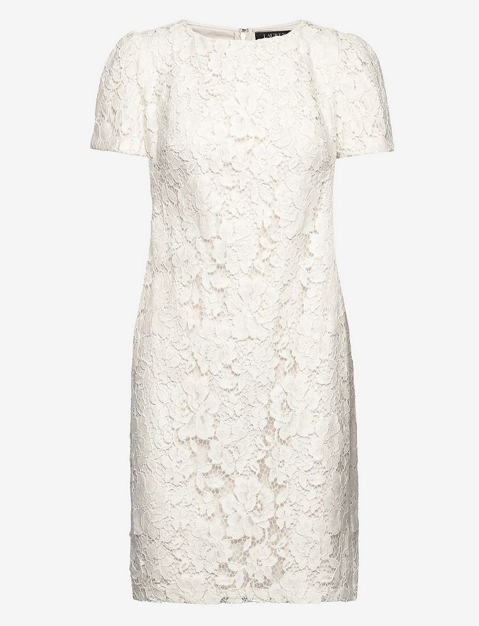 Lauren Ralph Lauren Puff-Sleeve Lace Cocktail Dress
