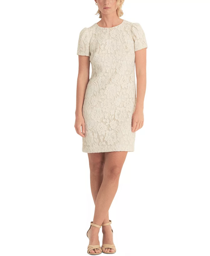 Lauren Ralph Lauren Puff-Sleeve Lace Cocktail Dress