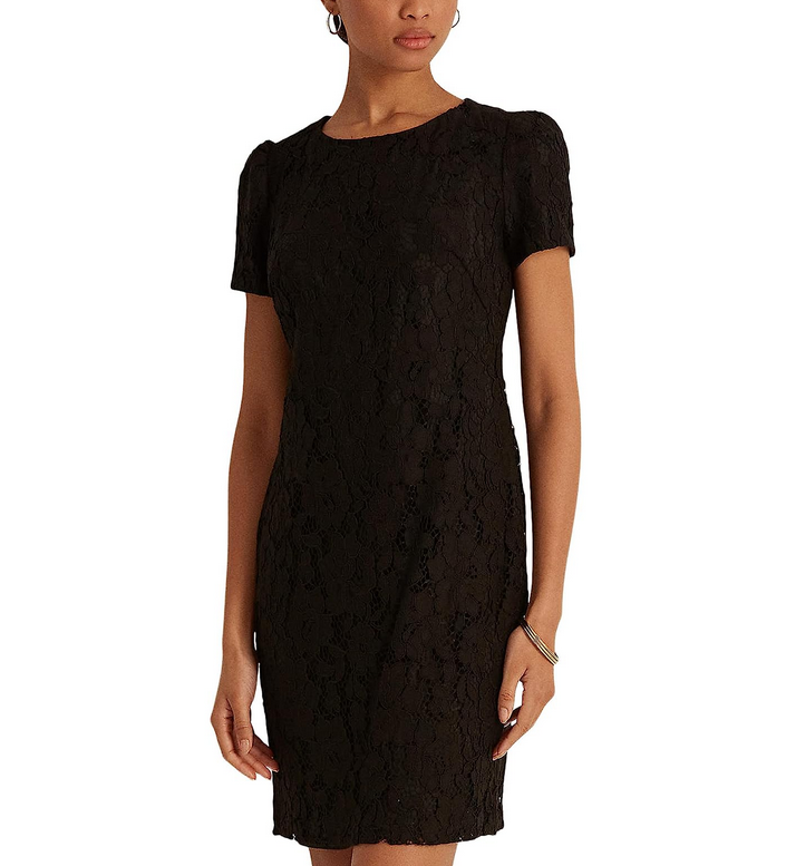 LAUREN Ralph Lauren Puff-Sleeve Lace Cocktail Dress