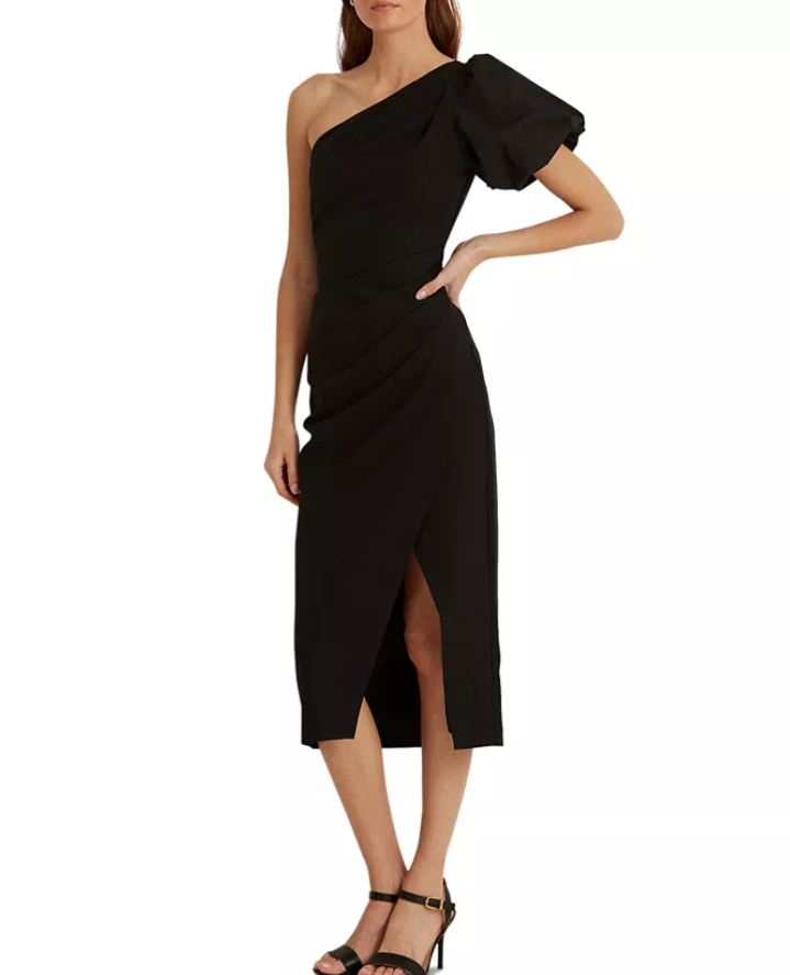 Lauren Ralph Lauren One-Shoulder Crepe Cocktail Dress