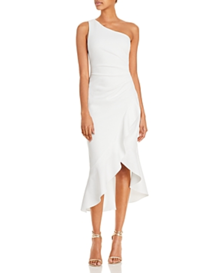 AQUA Off the Shoulder Crepe Cocktail Dress