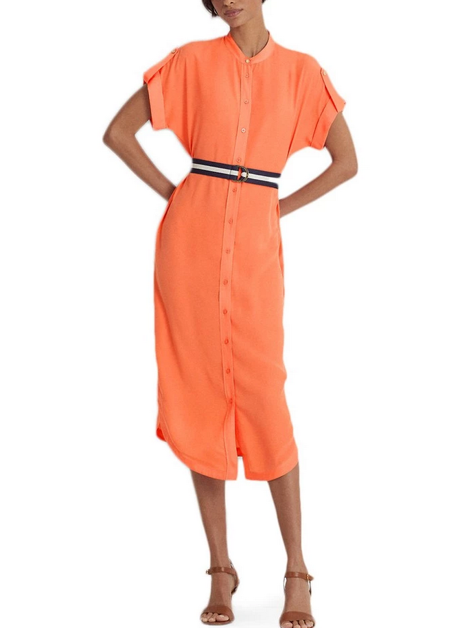 Lauren Ralph Lauren Belted Crepe Shirtdress