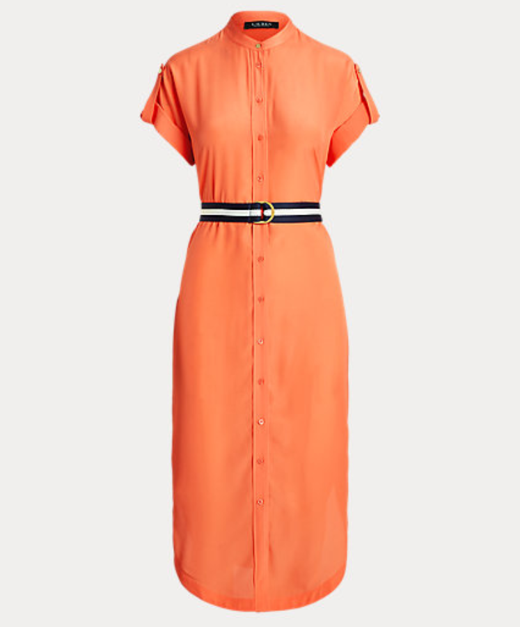Lauren Ralph Lauren Belted Crepe Shirtdress