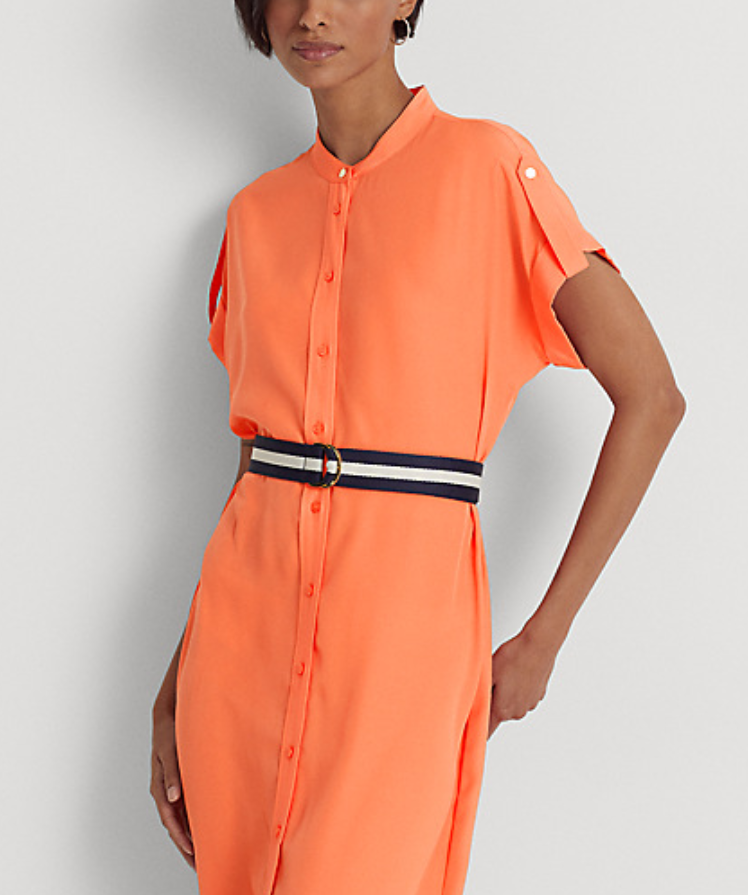 Lauren Ralph Lauren Belted Crepe Shirtdress