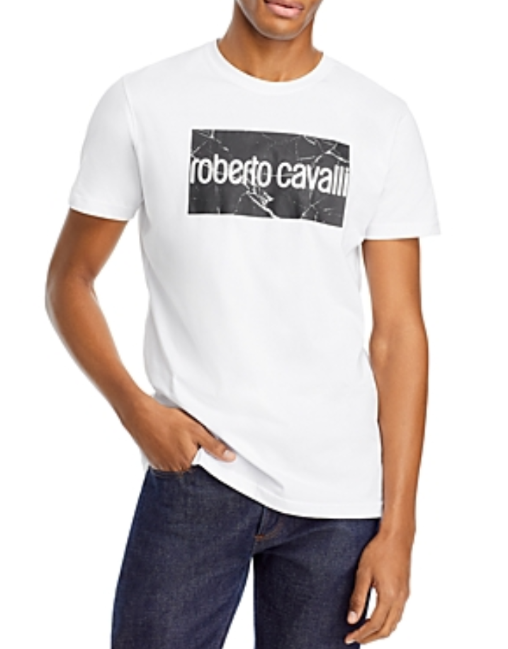 Roberto Cavalli Marble Logo Graphic Tee