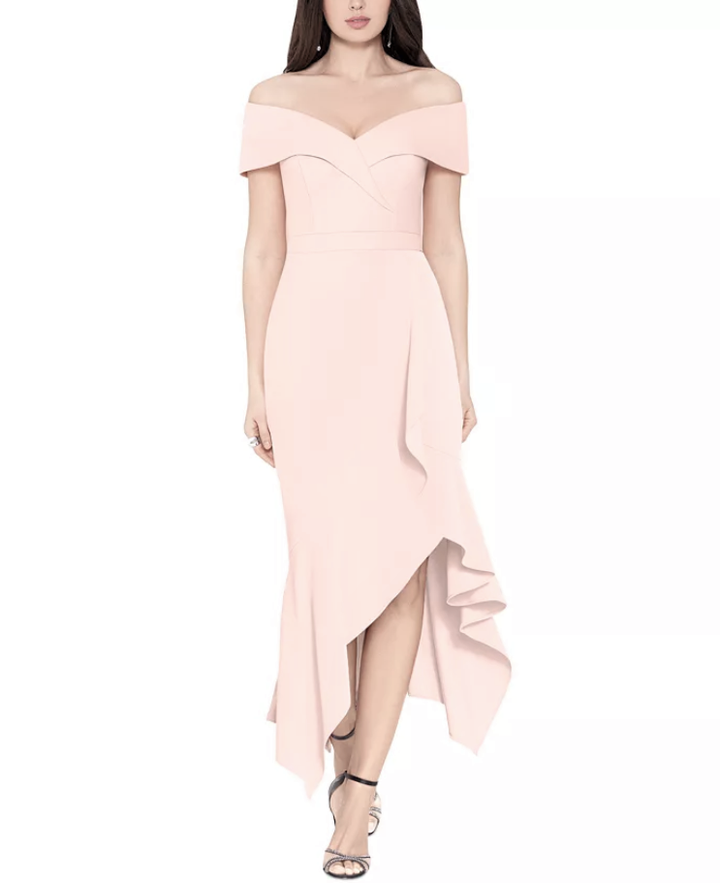 XSCAPE Petite & Plus Ruffled Off-The-Shoulder Dress