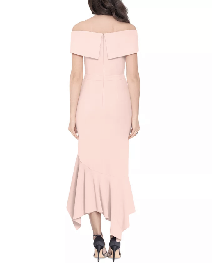 XSCAPE Petite & Plus Ruffled Off-The-Shoulder Dress