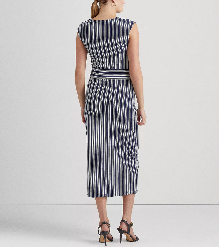 Lauren Ralph Lauren Striped Belted Jersey Dress