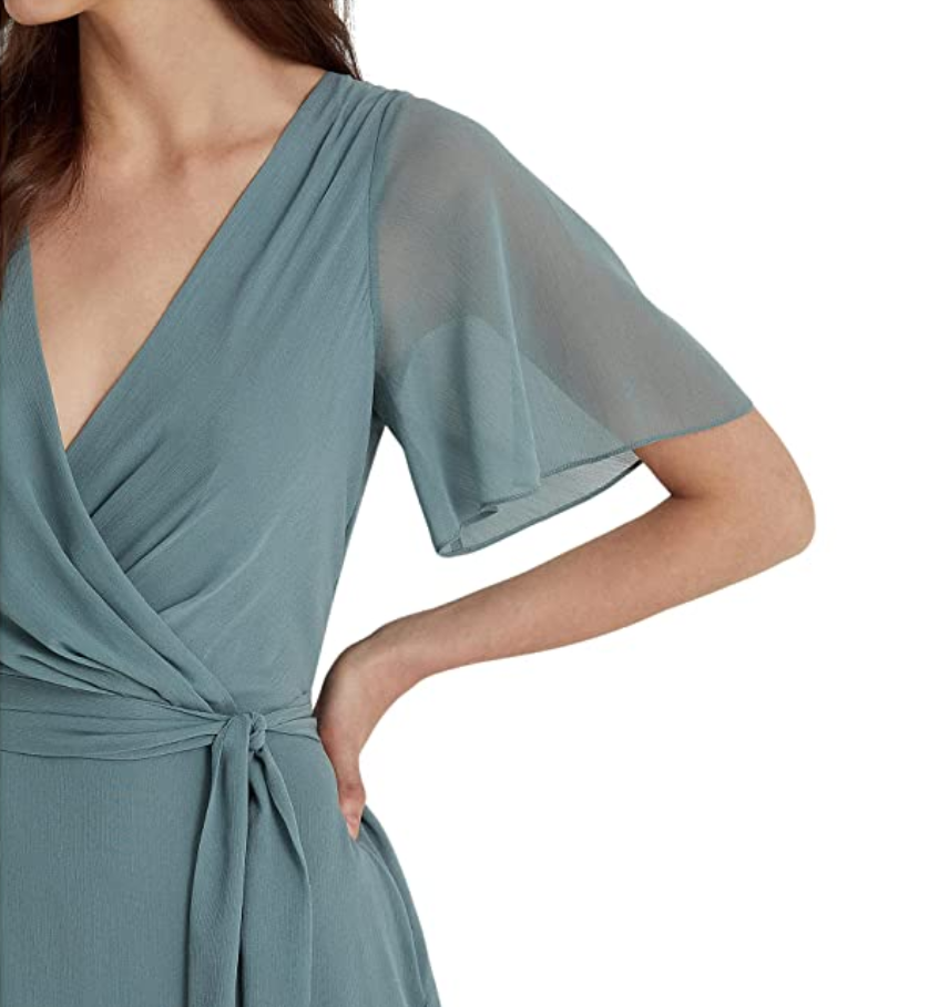 Lauren Ralph Lauren Crinkle Georgette Surplice Dress