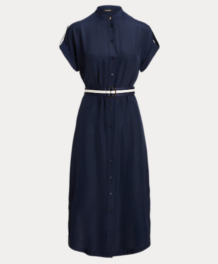 Lauren Ralph Lauren Belted Crepe Shirtdress