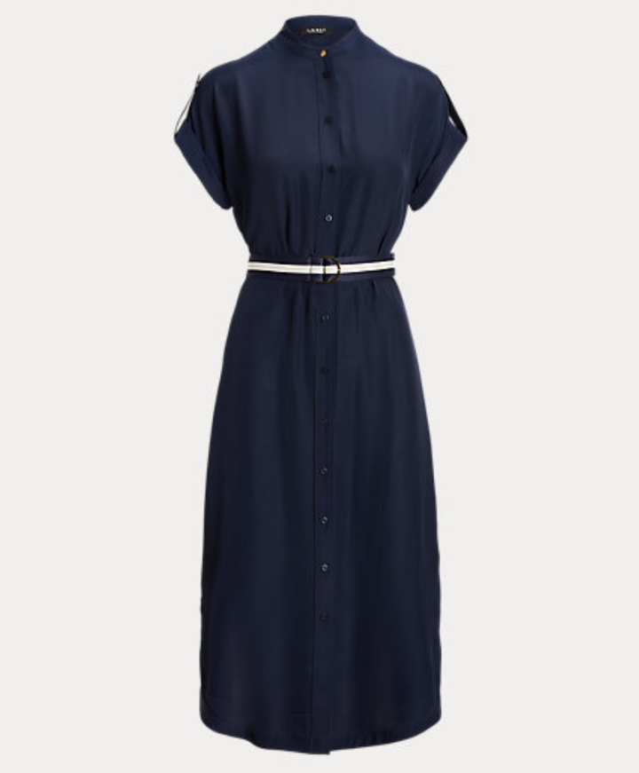 Lauren Ralph Lauren Belted Crepe Shirtdress
