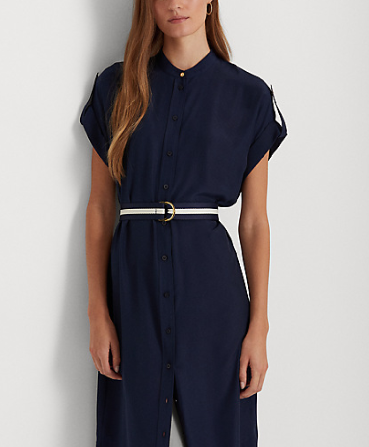Lauren Ralph Lauren Belted Crepe Shirtdress