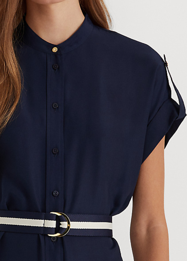 Lauren Ralph Lauren Belted Crepe Shirtdress