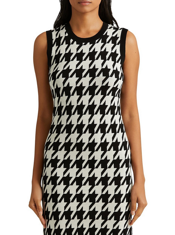 Lauren Ralph Lauren Houndstooth Sleeveless Sweater Dress